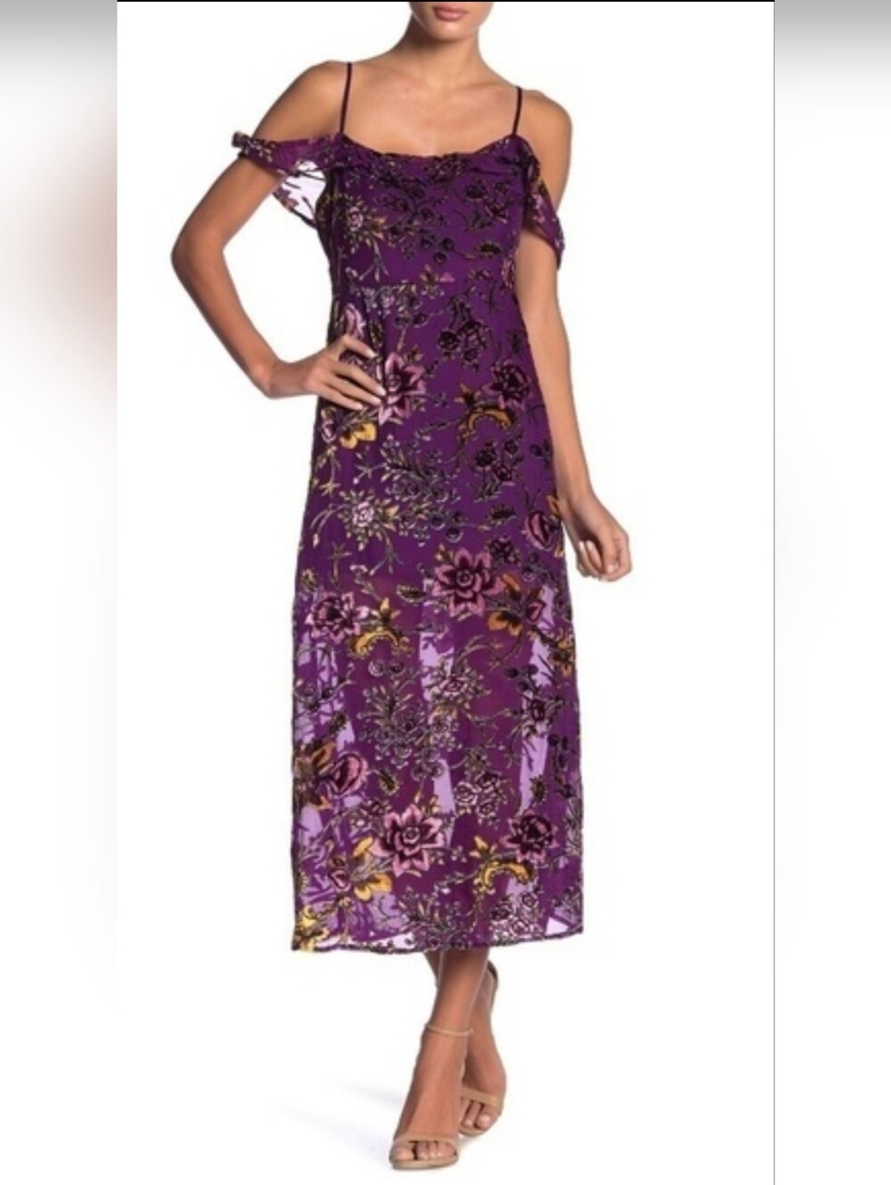 NWOT!Summer Boho Honey Punch Anthro Velvet Soft Floral Women's Maxi Dress Small